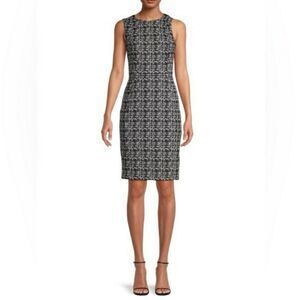 CALVIN KLEIN TWEED SHEATH SLEVELEE CLASSIC TAILORED WOMEN DRESS